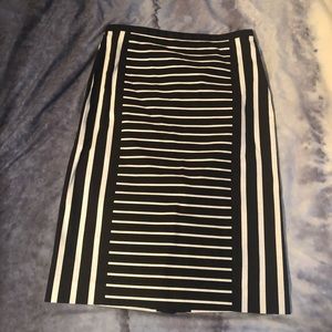 JCrew Tall Black & White Striped Pencil Skirt